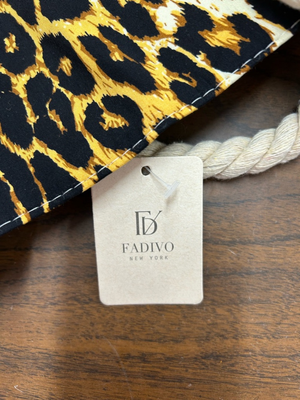 Leopard Print Rope Handle Tote Bag - Brown/Black - Picture 7 of 10